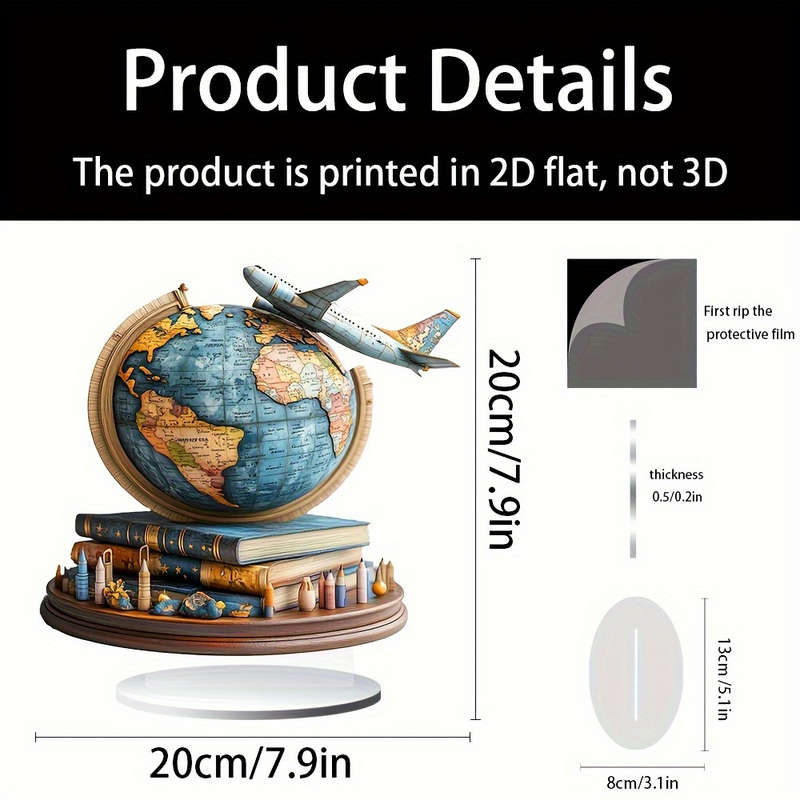 1pc 2D Flat   Bohemian Airplane Model  Acrylic Desktop Decorative Sign Multipurpose Home Pa
