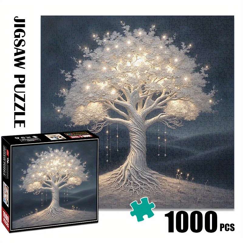 1000pcs White Tree of Life Paper Puzzle Large Waterproof Scratch-Resistant Jigsa