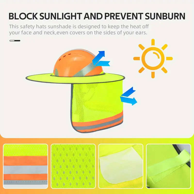 Reflective Safety Helmet Sunshade And Neck Gaiter Set