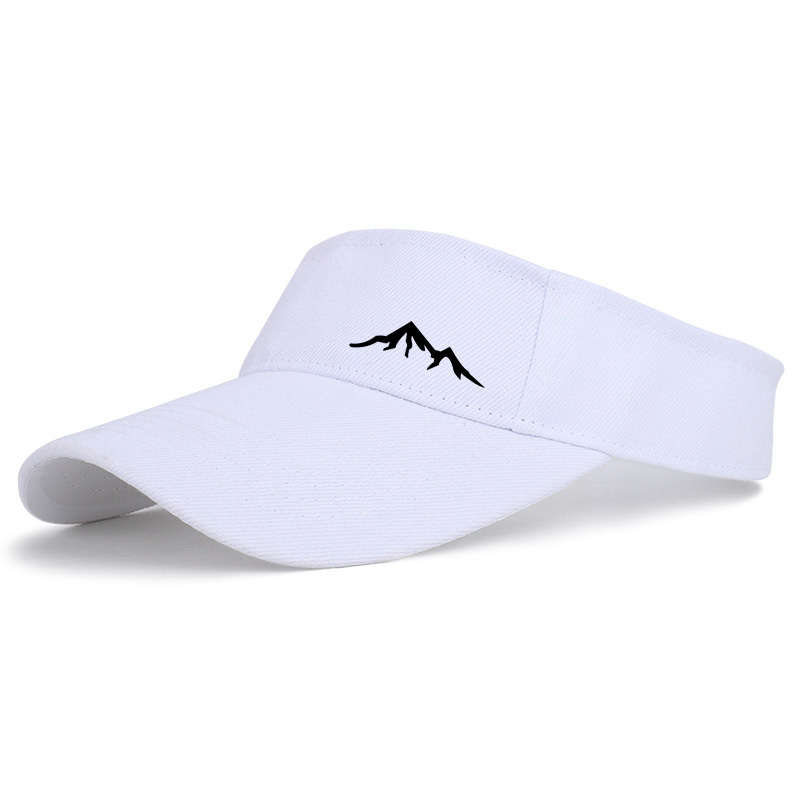 1pc Breathable Black Running Cap with Mountain Logo UV Protection Sun Hat for Outdoor Sports Ca