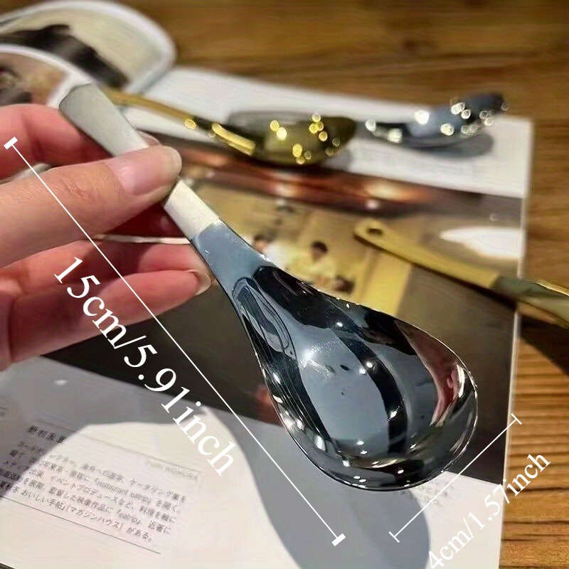 4Pcs High-grade Stainless Steel Short-handled Spoon Suitable For Rice Ice Cream Etc. Kitc