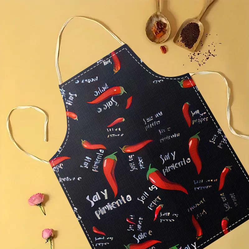 1pc Fun Chef Design Polyester Apron Durable Sleeveless Kitchen Cooking Cleaning Accessory