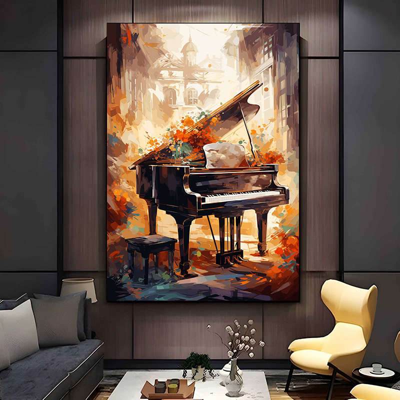 1pc  23.62x35.43in 60cmx90cm Frameless Modern Abstract Colorful Piano Print Art Wall Art Canvas