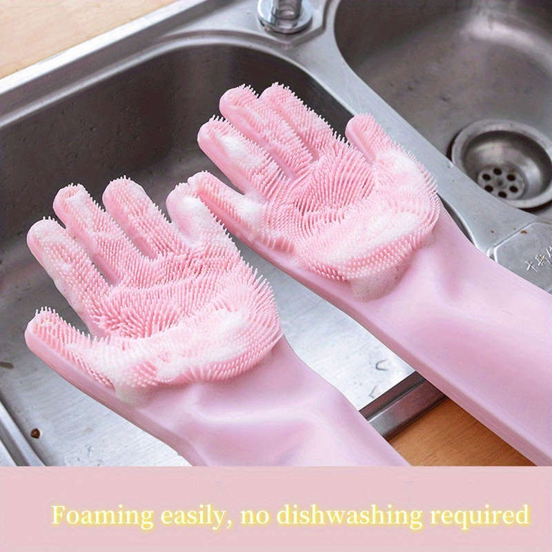 1 Pair Pink Household Cleaning Gloves