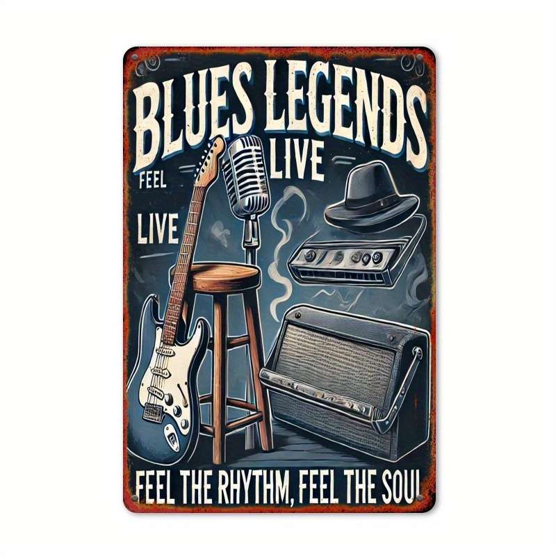 1pc  Classic Blues Legends 30.48x20.32 cm Iron Sign Vintage Music Themed Wall Hanging Decor fo