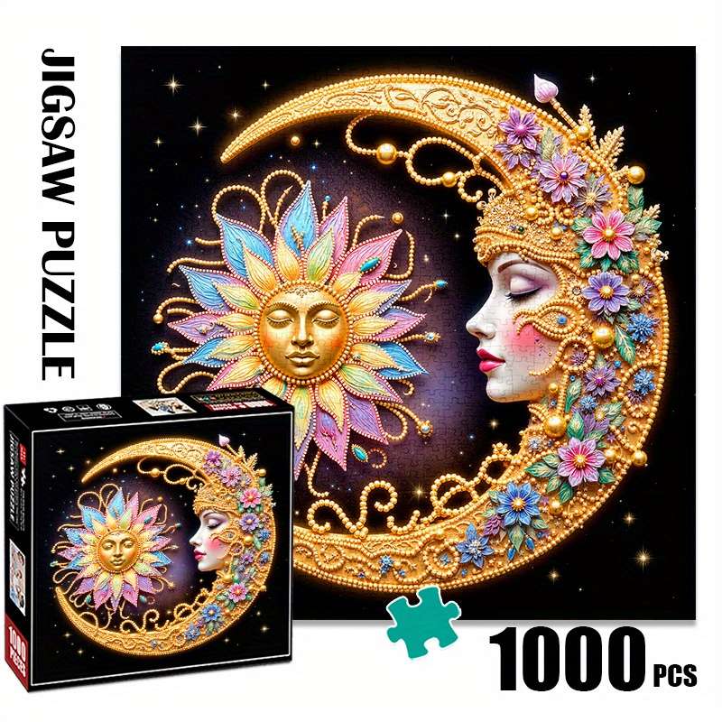 1000pcs Moon and Sun Jigsaw Puzzle Intricate Floral Design Scratch High Quality