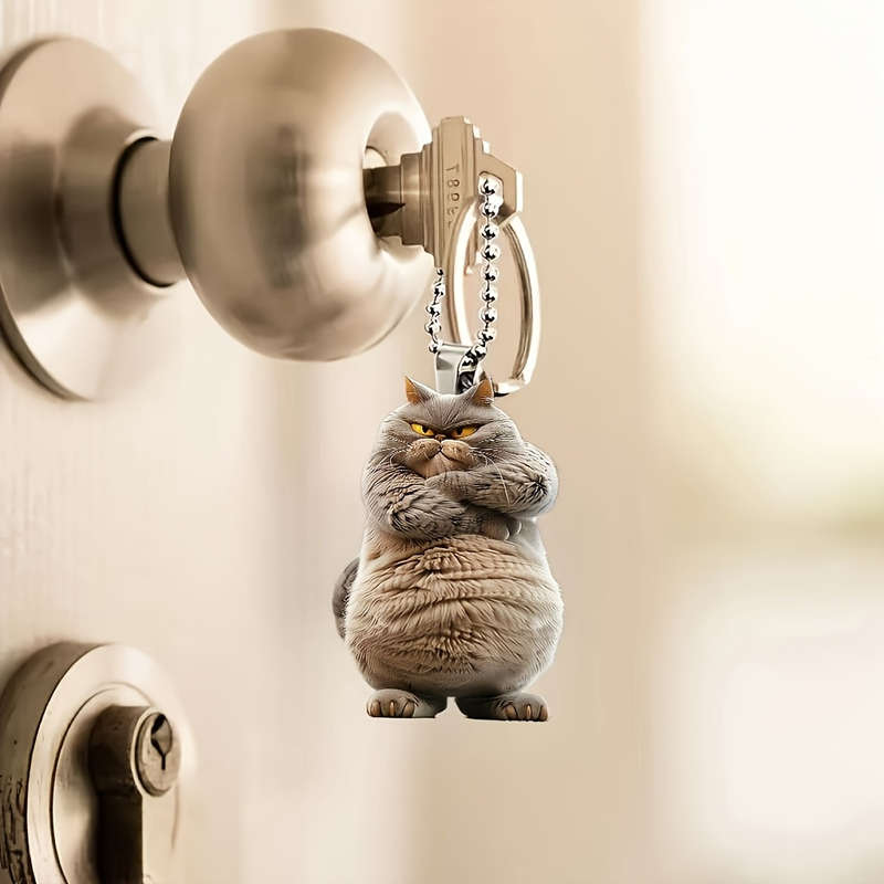 1pc 2D Flat  Modern Style  Print Acrylic Cat Car Hanging Decoration No Feathers No Power