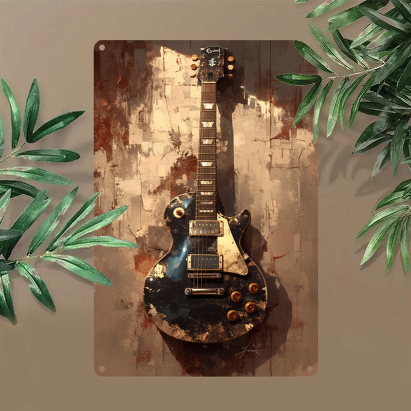 1pc  Retro Electric Guitar Aluminum Wall Art Sign Vintage Music Themed Decor for Home Bar Caf