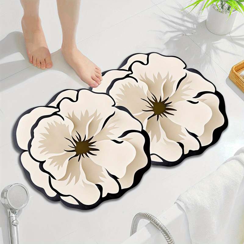 1Pc 40x60cm White Camellia Floor Mat