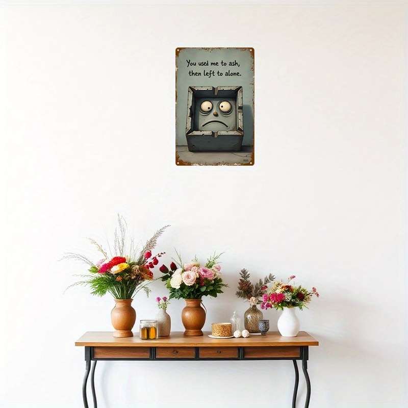 1pc Vintage Metal Ashtray with Retro Design "You Used to Be My Favorite" Quote Durable Tin Pl