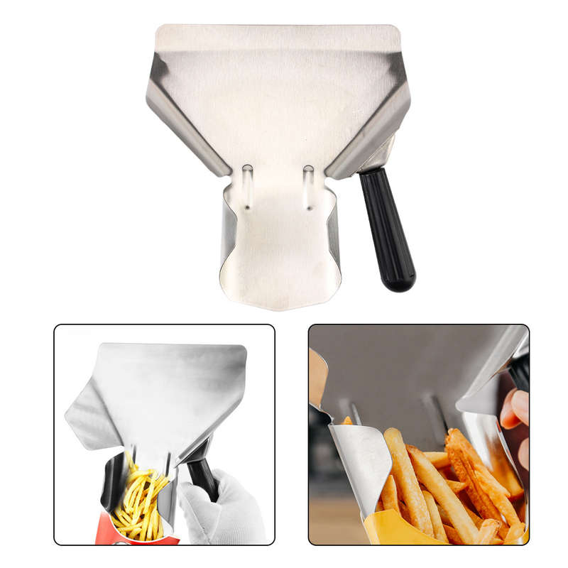 1pc Durable Stainless Steel Popcorn French Fries Serving Shovel Ergonomic Easy-Grip Kitche