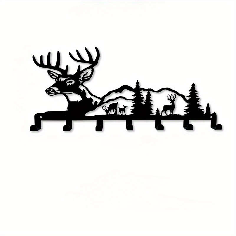 Room Decor 1pc Rustic Iron Deer Silhouette Wall Hanging Key Holder with HooksDurable Metal Key Or