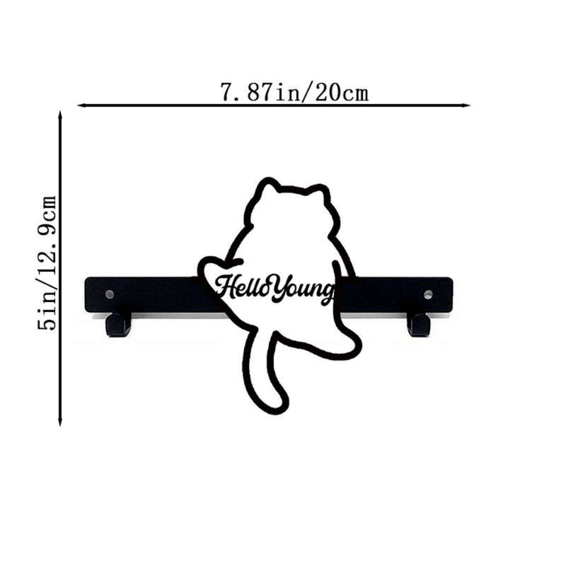 1pc HelloYoung Contemporary Metal Leaping Cat Key Holder with Anti-Slip Wall Mounted Hooks for Coats