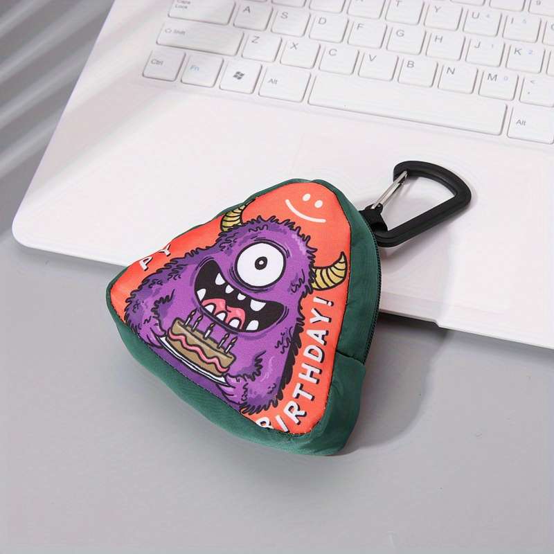 1pc Innovative Polyester Hip-Hop Mini Bag for Women Trendy Monster Face Design Coin Purse S