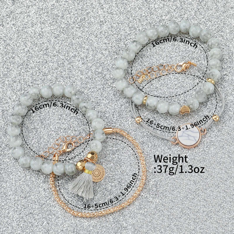 5pcs set Elegant Women'S Quartz Watch and Bracelet Combo Floral Dial Round Alloy Case Faux Leather B