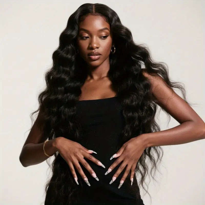 Women's Natural Long Black Brazilian Wet Curl Wig