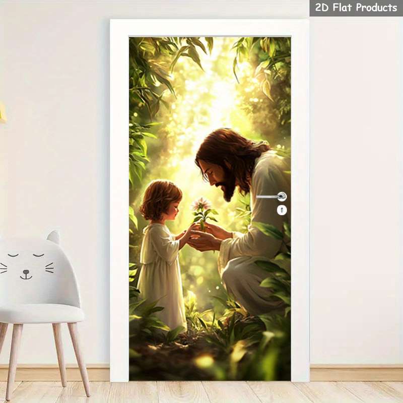 1pc 95.0x209.8cm Jesus Christian Themed Stickers