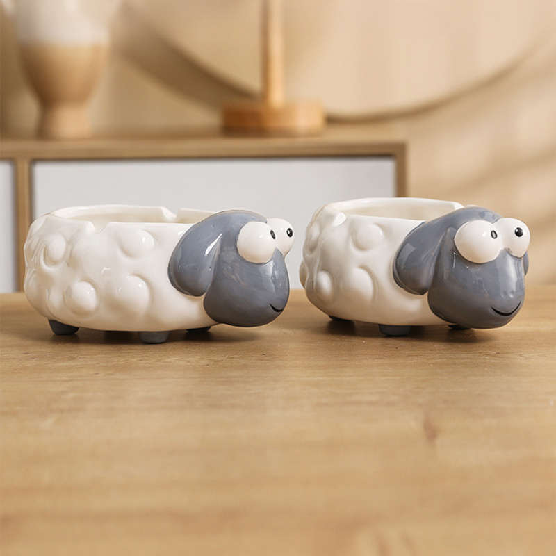 1pc Ceramic Lamb Ashtray Cute Cartoon Style Ideal for Home Office Living Room Decor Perfect f