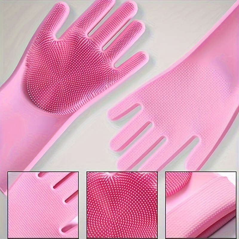 1 Pair Pink Household Cleaning Gloves