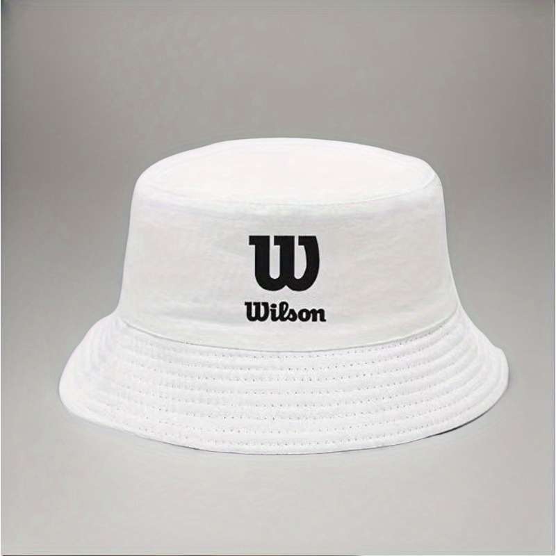 1pc Wilson Printed Eaves Sunshade Bucket Hat Stylish Solid Color Breathable Polyester Materia