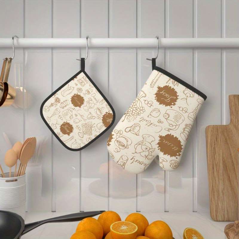 2pcs 26.92x17.02 cm Heat Resistant Oven Mitts And Potholders
