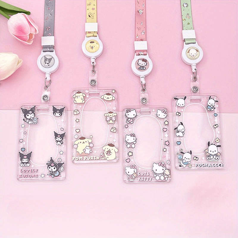 1pc Sanrio Cute Acrylic Card Case- Campus Certificate and Meal Card Embossed Protective Case- Cute