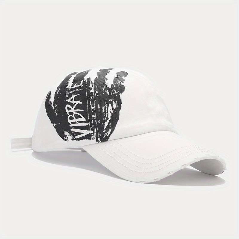 1pc Street Style Graffiti Baseball Caps Trendy Soft-Top Curved Brim 100% Polyester Hand-Washab