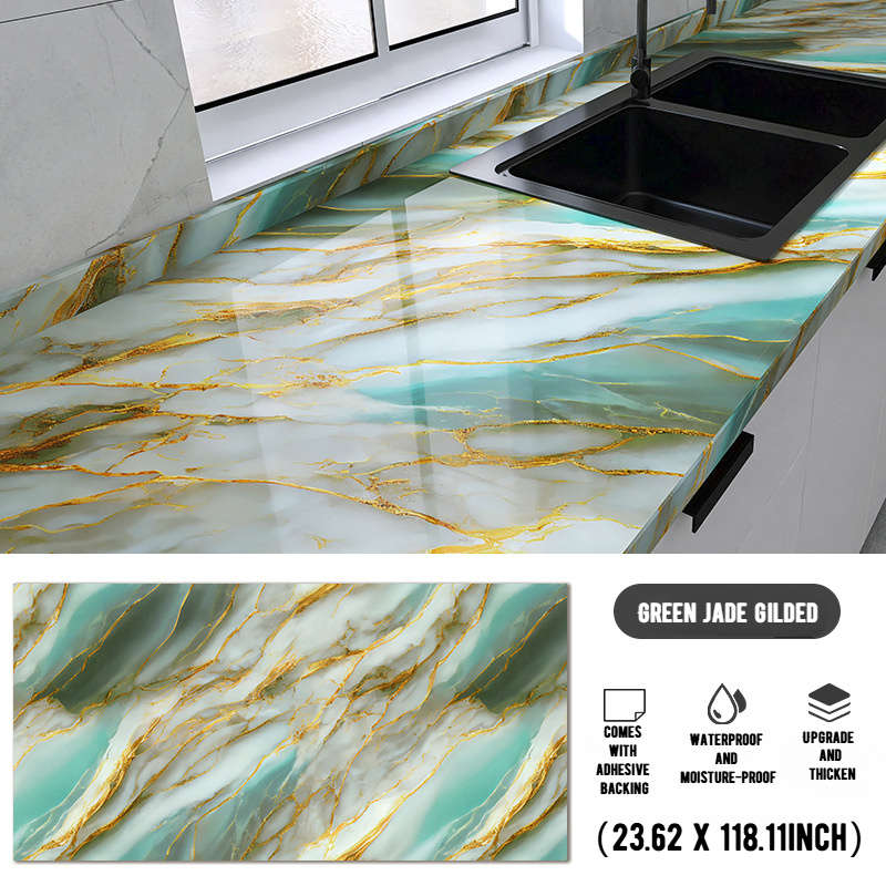 1PC Wall Stickers60 x 300 cm   23.62 x 118.11 ingreen Artificial Jade Gilded