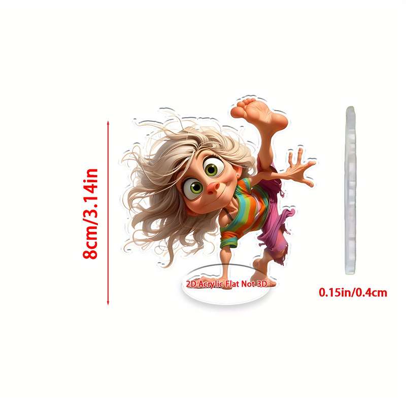 1pc 2D Flat   Vibrant  Acrylic Skateboarding Grandma Car Pendant Colorful Sports-Themed Key