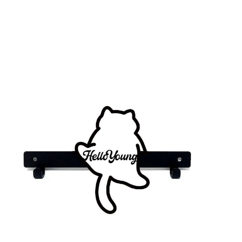 1pc HelloYoung Contemporary Metal Leaping Cat Key Holder with Anti-Slip Wall Mounted Hooks for Coats