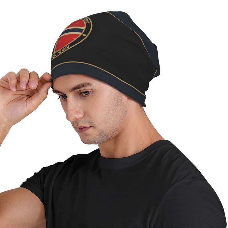 1pc BIIHUDU Funky Style Unisex Soft Knit Polyester Beanie with Elastane Norway Coat of Arms D