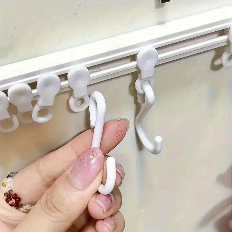 Seamless Adhesive Kitchen Storage Rack With 10 Sliding Hooks