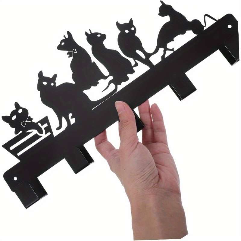 1pc Cat-Themed Wall-Mounted Coat Rack HolderMulti-Purpose Iron Hooks for Coats Hats KeysEasy