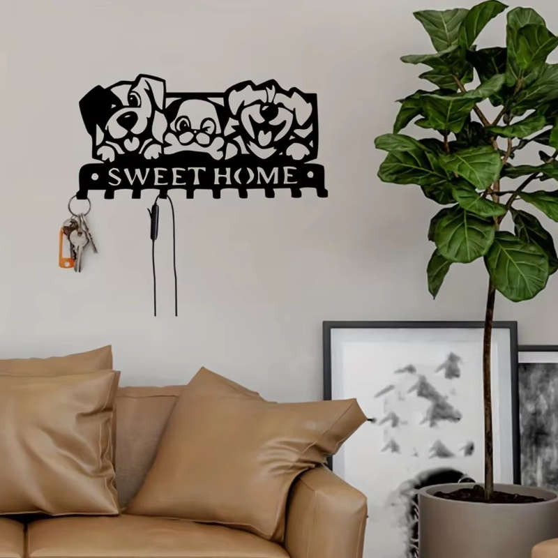 [Charming Appeal] CIFbuy Dog-Shaped Wall Key Holder Adorable Cartoon Puppy Design with "SWEET HOME