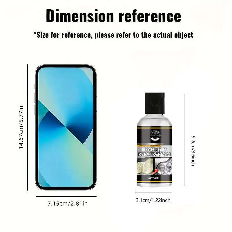 1pc Headlight Restoration Kit Quick Fix for Oxidation Yellowing Scratches Easy-to-Use Polishing Comp