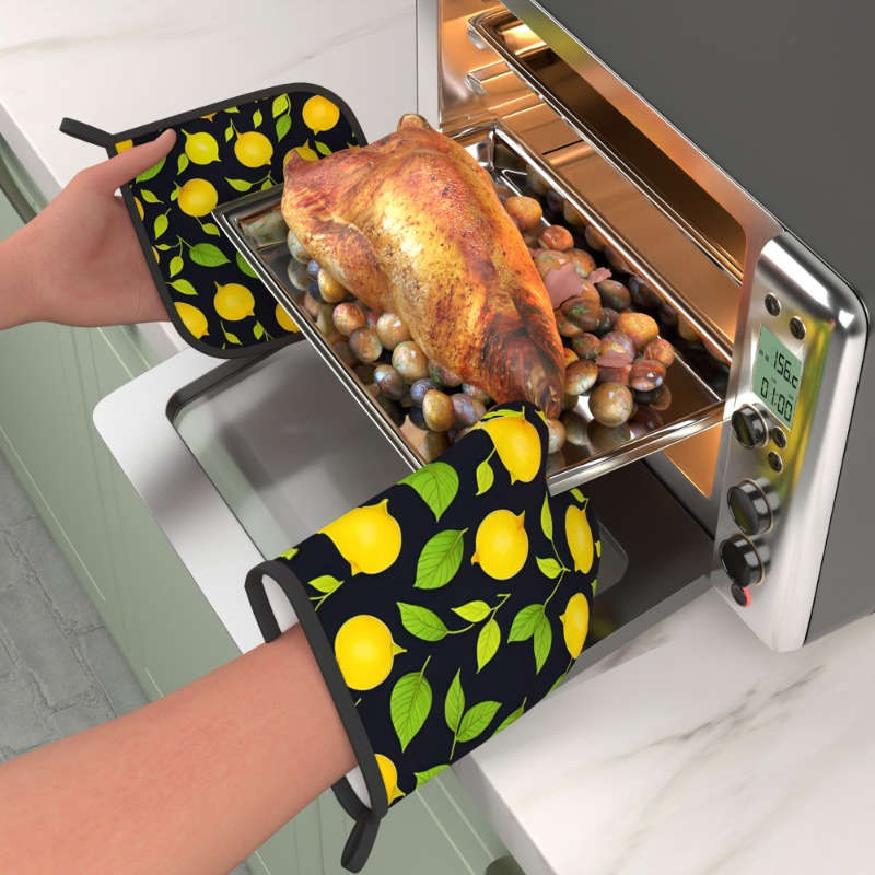 2pcs 26.92x17.02 cm Heat Resistant Oven Mitts And Potholders