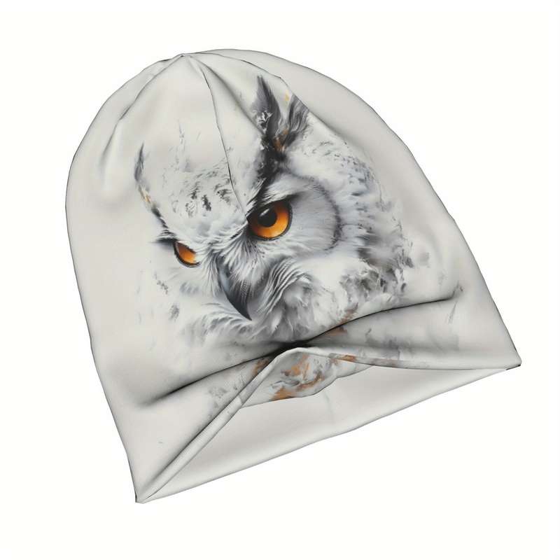 1pc BIIHUDU Men's Snowy Owl Beanie Cap Funky Knit Hat with Realistic Owl Design Soft Polyester