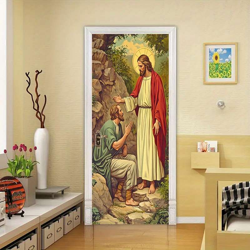 1pc 95.0x214.88cm Jesus Christian Themed Stickers