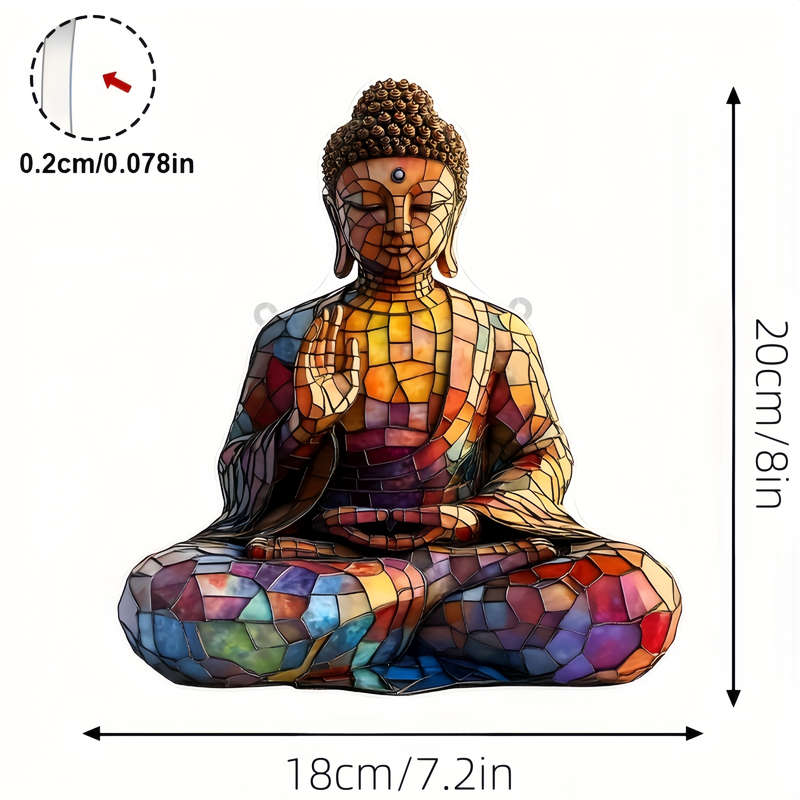 1pc 2D Flat  Colorful Acrylic Buddha Sun Worshiper Multicolor Window Hanging Decoration Religious
