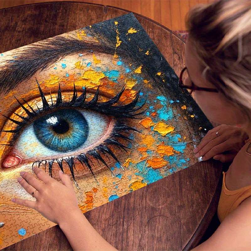 1000pcs Vibrant Eye Design Jigsaw Puzzle Scratch Water Resistant Advanced DIY Br
