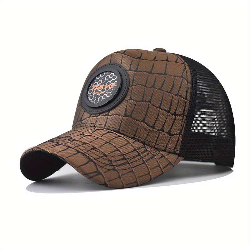 1pc A Men'S Stylish Round Logo Embroidered Baseball Cap a Fashionable And Versatile Flat-Brimmed H