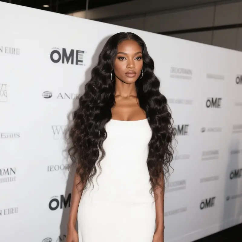 Women's Natural Long Black Brazilian Wet Curl Wig