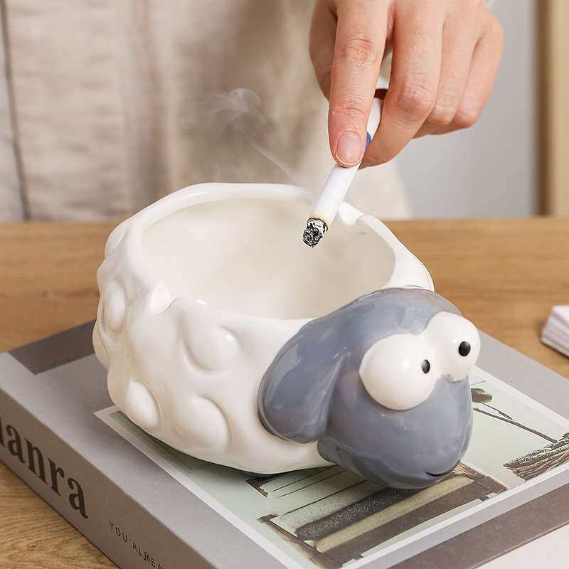 1pc Ceramic Lamb Ashtray Cute Cartoon Style Ideal for Home Office Living Room Decor Perfect f