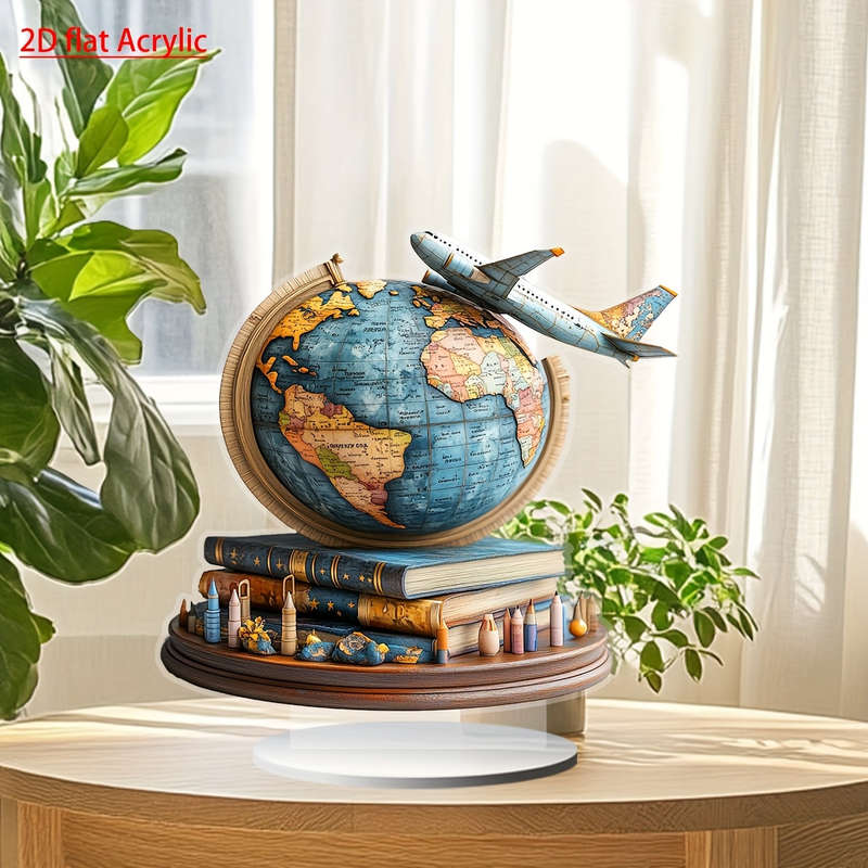 1pc 2D Flat   Bohemian Airplane Model  Acrylic Desktop Decorative Sign Multipurpose Home Pa