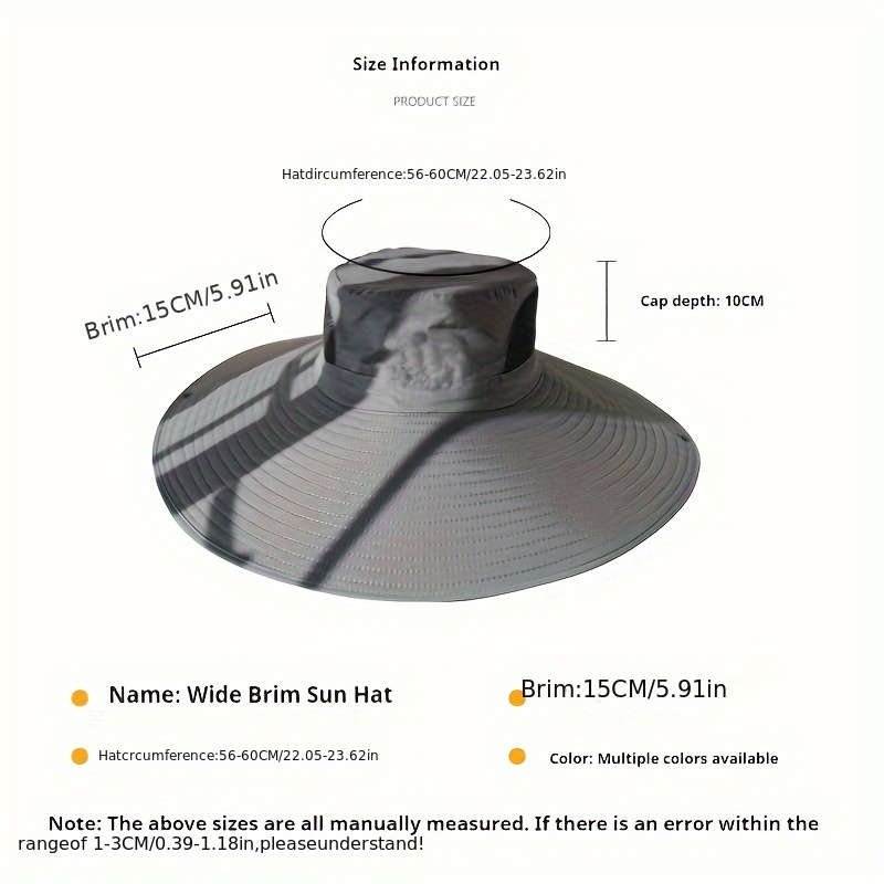 1pc One Day Available for 24 Hours Extra Large Brim 15.01 cm Sun Hat Fashionable Adjustable Wide R