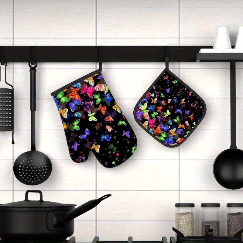 2pcs 26.92x17.02 cm Heat Resistant Oven Mitts And Potholders