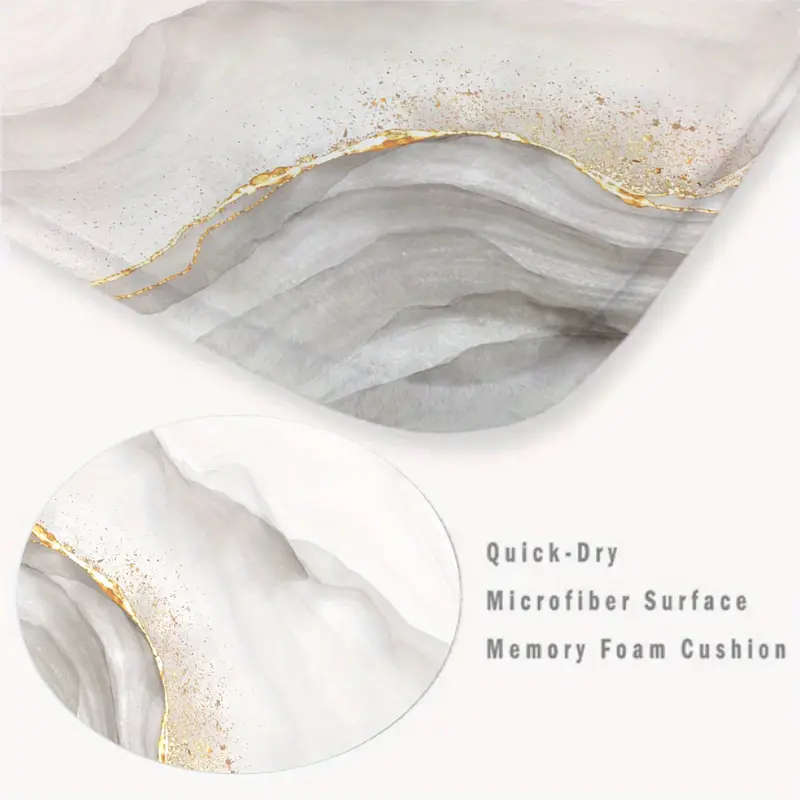 3-Piece White Marble Bathroom Mat Set