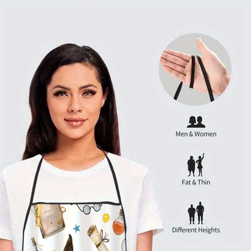 1pc Magic Themed Items and Symbols Printed Sleeveless Polyester Apron 110g m? Woven 100% Pol