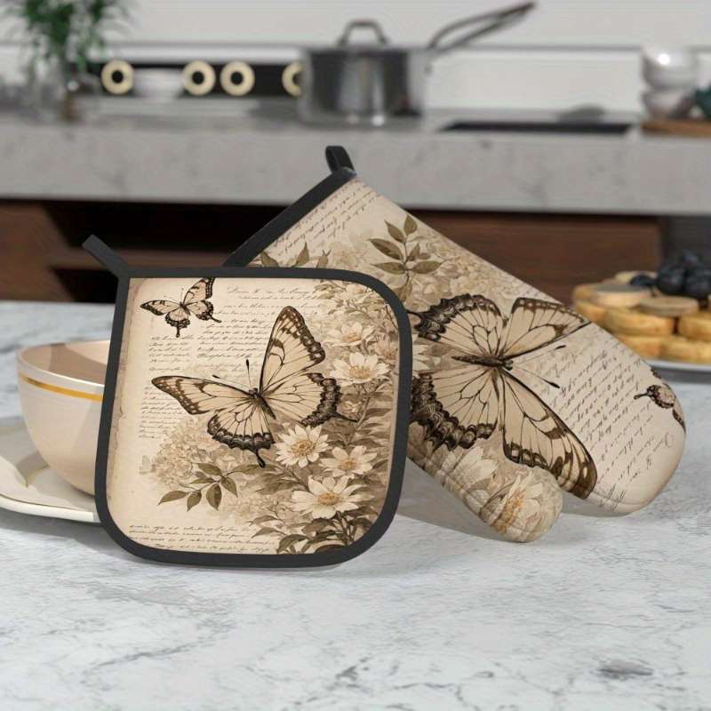 2pcs 26.92x17.02 cm Heat-Resistant Oven Mitts And Potholders