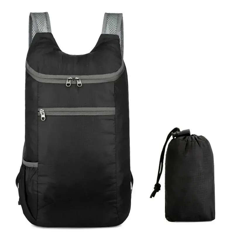 1pc Lightweight Nylon Backpack Foldable Adjustable Straps Zippered Compartments Ideal for Camping